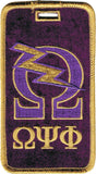 Omega Psi Phi Que Lightning Bolt Velour Luggage Tag [Purple]