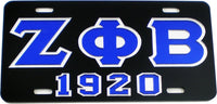 Zeta Phi Beta 1920 Outline Mirror License Plate [Black/Blue/Silver]