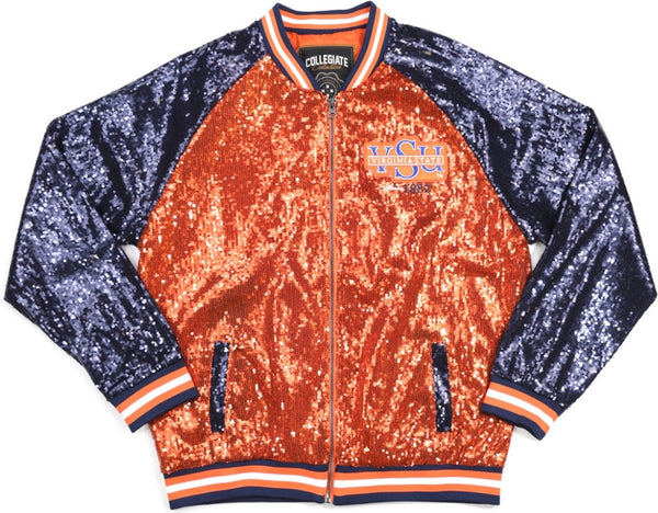 Big Boy Virginia State Trojans S4 Womens Sequins Jacket [Orange]