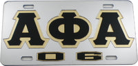 Alpha Phi Alpha 06 Outline Mirror License Plate [Silver/Black/Gold]