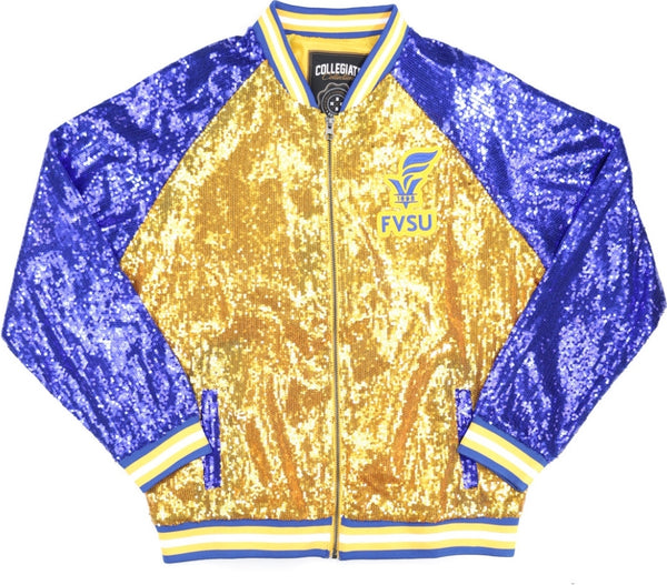 Big Boy Fort Valley State Wildcats S4 Womens Sequins Jacket [Gold]