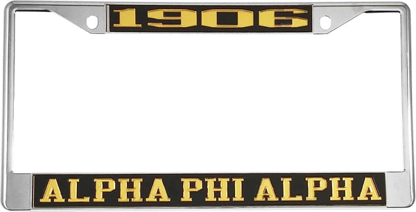 Alpha Phi Alpha 1906 License Plate Frame [Silver Standard Frame - Black/Gold]