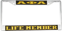 Alpha Phi Alpha Life Member License Plate Frame [Silver Standard Frame - Black/Gold]