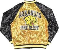Big Boy Arkansas At Pine Bluff Golden Lions S4 Womens Sequins Jacket [Gold]