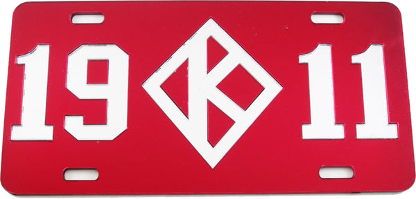 Kappa Alpha Psi 1911 K-Diamond Mirror License Plate [Red/Silver]