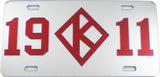 Kappa Alpha Psi 1911 K-Diamond Mirror License Plate [Silver/Red]