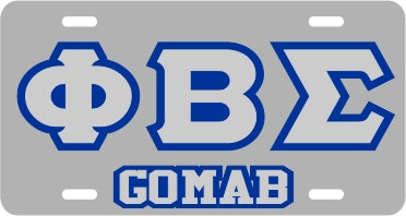 Phi Beta Sigma GOMAB Outline Mirror License Plate [Silver/Silver/Blue]