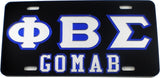 Phi Beta Sigma GOMAB Outline Mirror License Plate [Black/Silver/Blue]