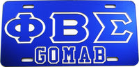 Phi Beta Sigma GOMAB Outline Mirror License Plate [Blue/Blue/Silver]