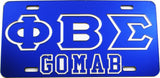 Phi Beta Sigma GOMAB Outline Mirror License Plate [Blue/Blue/Silver]