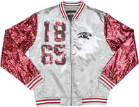 Big Boy Virginia Union Panthers S4 Womens Sequins Satin Jacket [Grey]