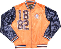 Big Boy Virginia State Trojans S4 Womens Sequins Satin Jacket [Orange]