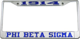 Phi Beta Sigma 1914 License Plate Frame [Silver Standard Frame - Silver/Blue]