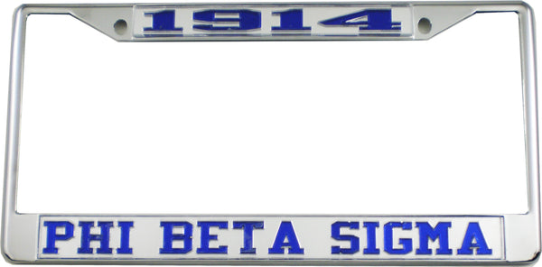 Phi Beta Sigma 1914 License Plate Frame [Silver Standard Frame - Silver/Blue]