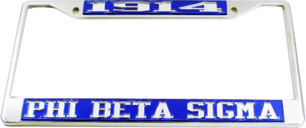 Phi Beta Sigma 1914 License Plate Frame [Silver Standard Frame - Blue/Silver]