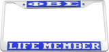 Phi Beta Sigma Life Member License Plate Frame [Silver Standard Frame - Blue/Silver]