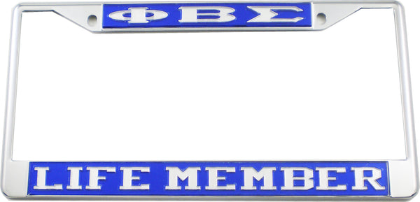 Phi Beta Sigma Life Member License Plate Frame [Silver Standard Frame - Blue/Silver]