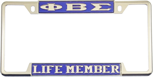 Phi Beta Sigma Life Member License Plate Frame [Decal Visible Frame - Blue/Silver]