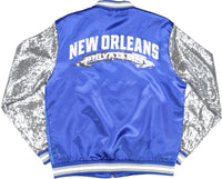 Big Boy New Orleans Privateers S4 Womens Sequins Satin Jacket [Royal Blue]