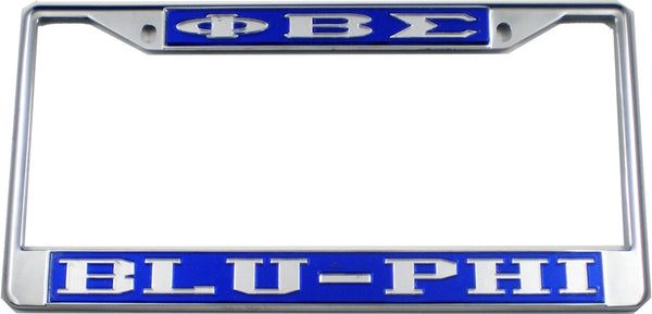 Phi Beta Sigma Blu-Phi License Plate Frame [Silver Standard Frame - Blue/Silver]