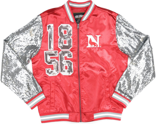 Big Boy Newberry Wolves S4 Womens Sequins Satin Jacket [Red]