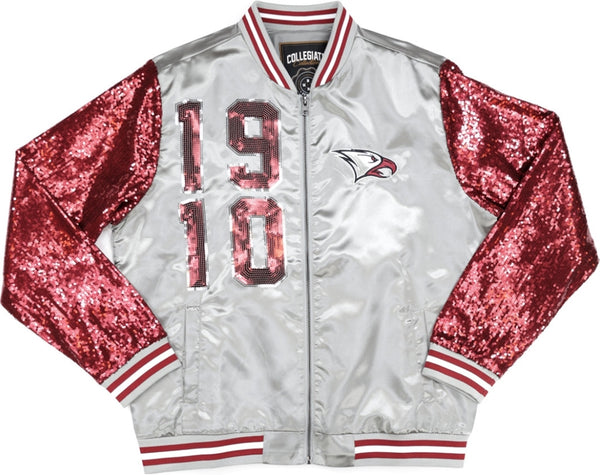 Big Boy North Carolina Central Eagles S4 Womens Sequins Satin Jacket [Grey]