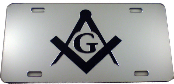Mason Symbol Mirror License Plate [Silver/Black]