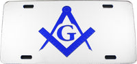 Mason Symbol Mirror License Plate [Silver/Blue]