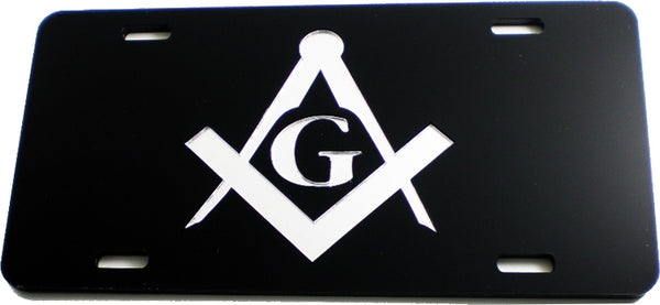 Mason Symbol Mirror License Plate [Black/Silver]
