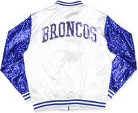 Big Boy Fayetteville State Broncos S4 Womens Sequins Satin Jacket [White]