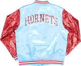Big Boy Delaware State Hornets S4 Womens Sequins Satin Jacket [Sky Blue]
