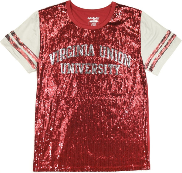 Big Boy Virginia Union Panthers S6 Womens Sequins Tee [Maroon]