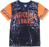 Big Boy Virginia State Trojans S6 Womens Sequins Tee [Navy Blue]