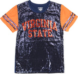 Big Boy Virginia State Trojans S6 Womens Sequins Tee [Navy Blue]