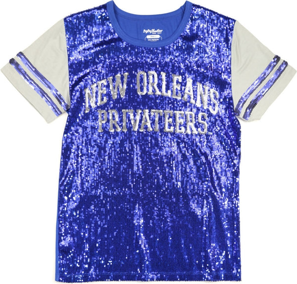 Big Boy New Orleans Privateers S6 Womens Sequins Tee [Royal Blue]