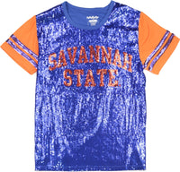 Big Boy Savannah State Tigers S6 Womens Sequins Tee [Royal Blue]