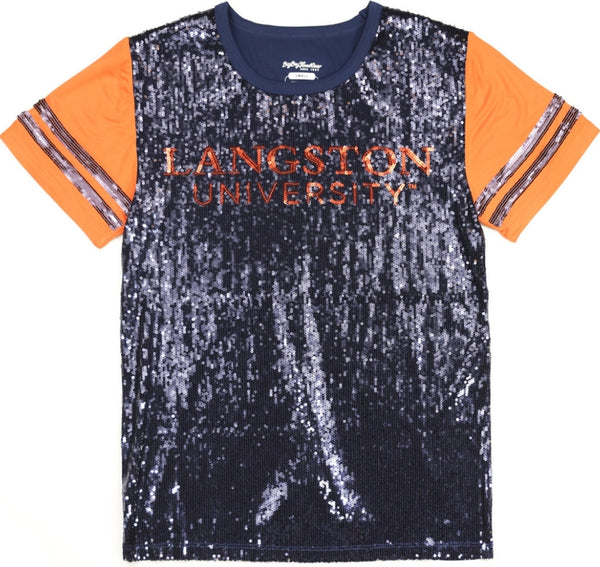 Big Boy Langston Lions S6 Womens Sequins Tee [Navy Blue]