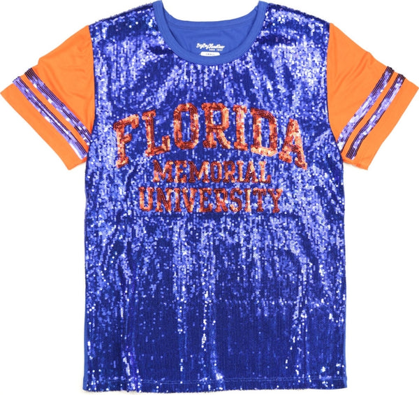 Big Boy Florida Memorial Lions S6 Womens Sequins Tee [Royal Blue]
