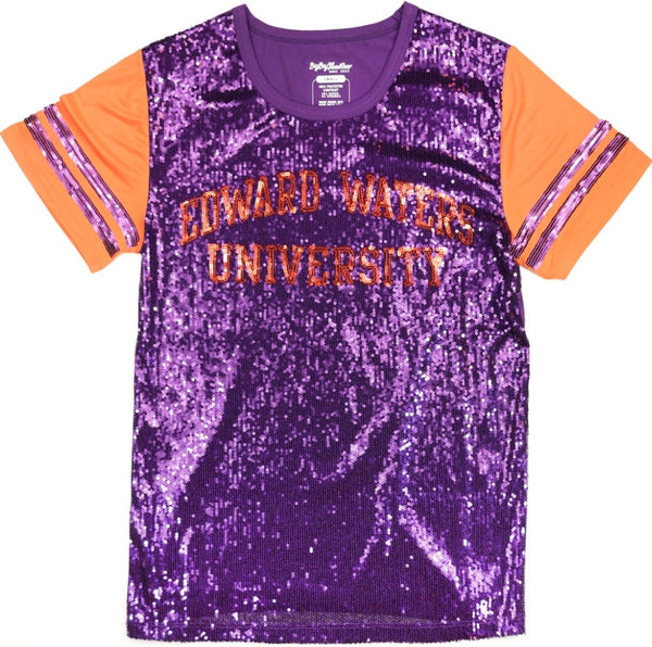 Big Boy Edward Waters Tigers S6 Womens Sequins Tee [Purple]
