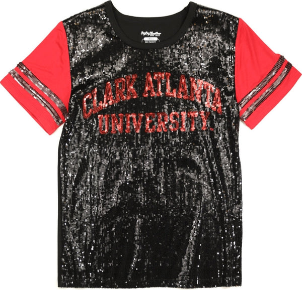 Big Boy Clark Atlanta Panthers S6 Womens Sequins Tee [Black]