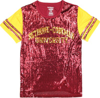 Big Boy Bethune-Cookman Wildcats S6 Womens Sequins Tee [Maroon]