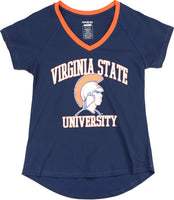 Big Boy Virginia State Trojans S3 Womens V-Neck Tee [Navy Blue]
