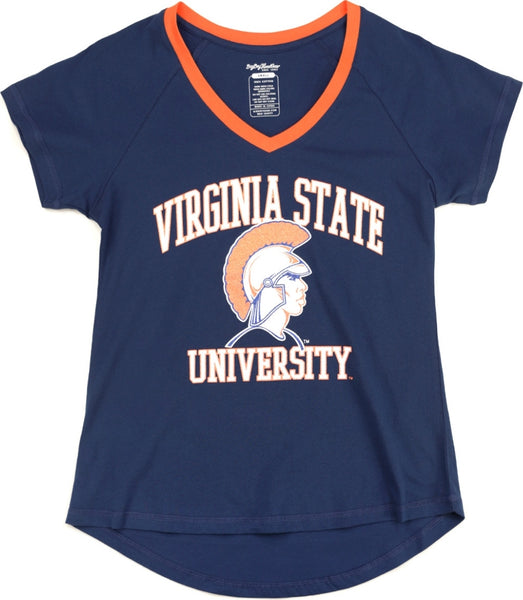 Big Boy Virginia State Trojans S3 Womens V-Neck Tee [Navy Blue]