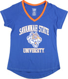 Big Boy Savannah State Tigers S3 Womens V-Neck Tee [Royal Blue]