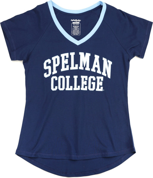 Big Boy Spelman College S3 Womens V-Neck Tee [Navy Blue]