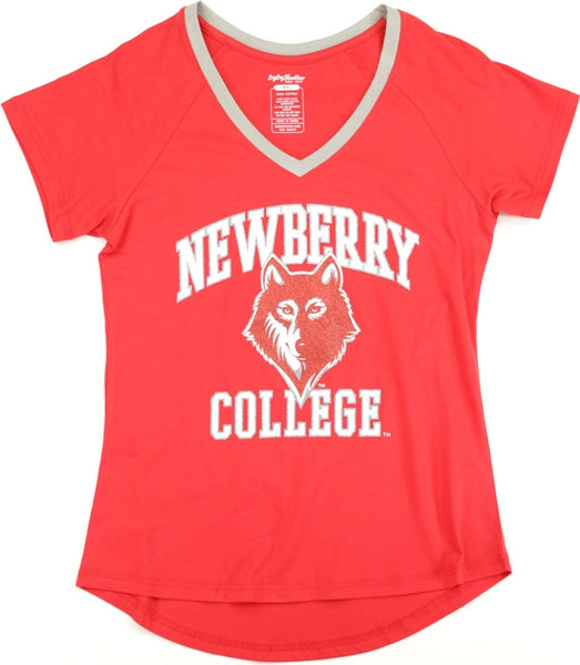 Big Boy Newberry Wolves S3 Womens V-Neck Tee [Red]