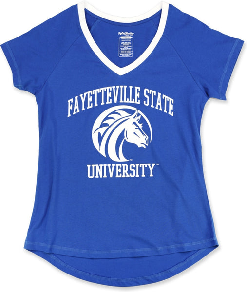 Big Boy Fayetteville State Broncos S3 Womens V-Neck Tee [Royal Blue]