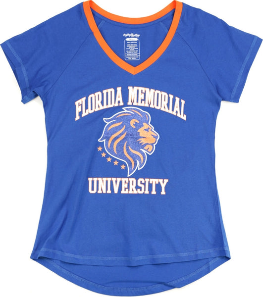 Big Boy Florida Memorial Lions S3 Womens V-Neck Tee [Royal Blue]