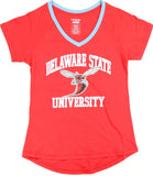 Big Boy Delaware State Hornets S3 Womens V-Neck Tee [Red]