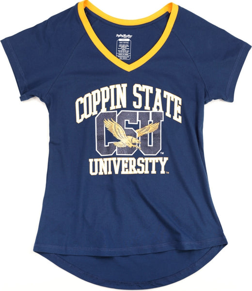 Big Boy Coppin State Eagles S3 Womens V-Neck Tee [Navy Blue]